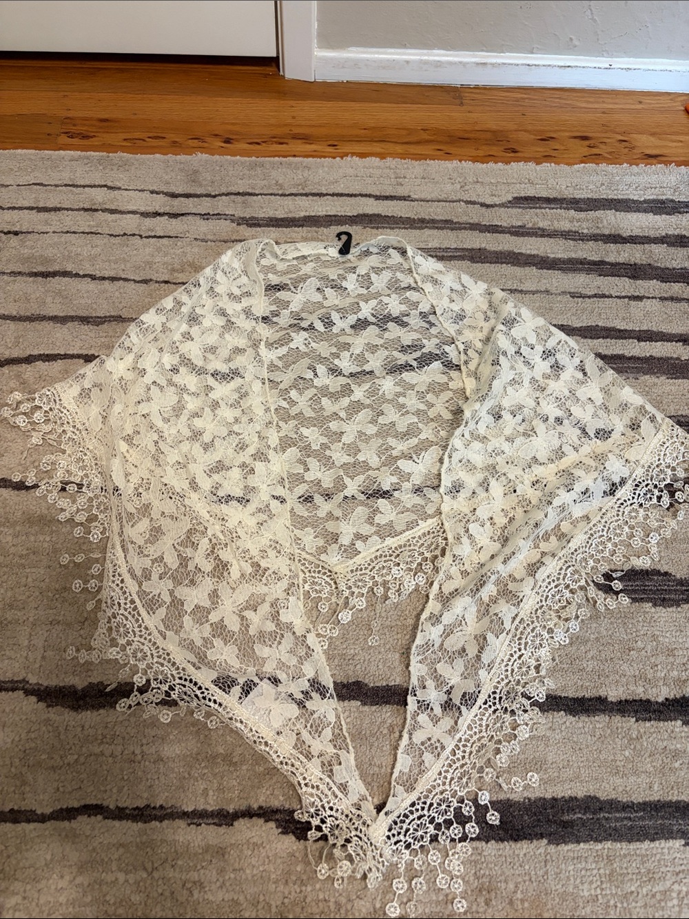 Cream Lace Skirt/Cover Up/Head Scarf